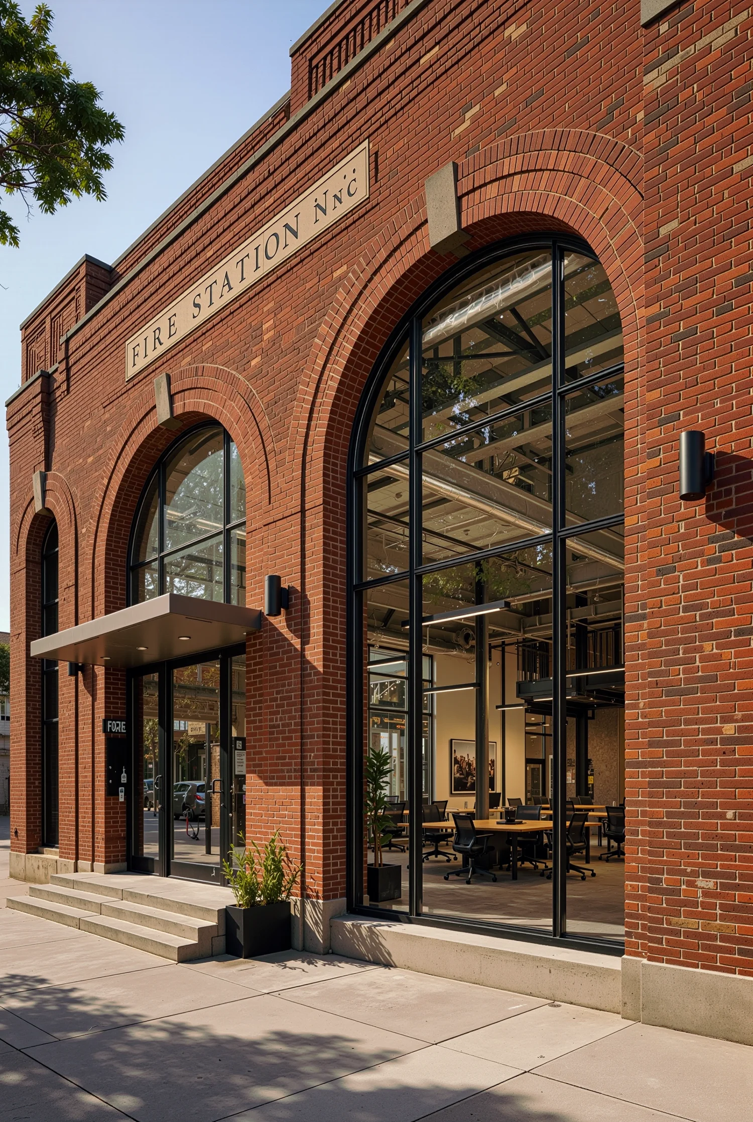 modern office inside a converted fire station