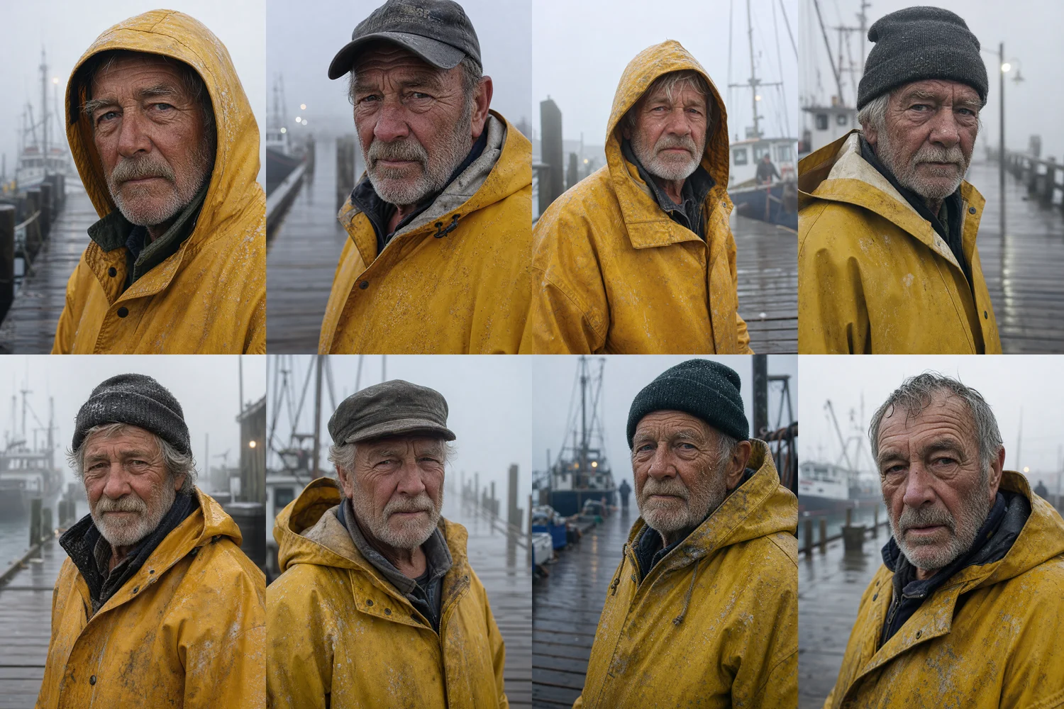 Grid comparison of specific documentary prompts with and without a National Geographic persona