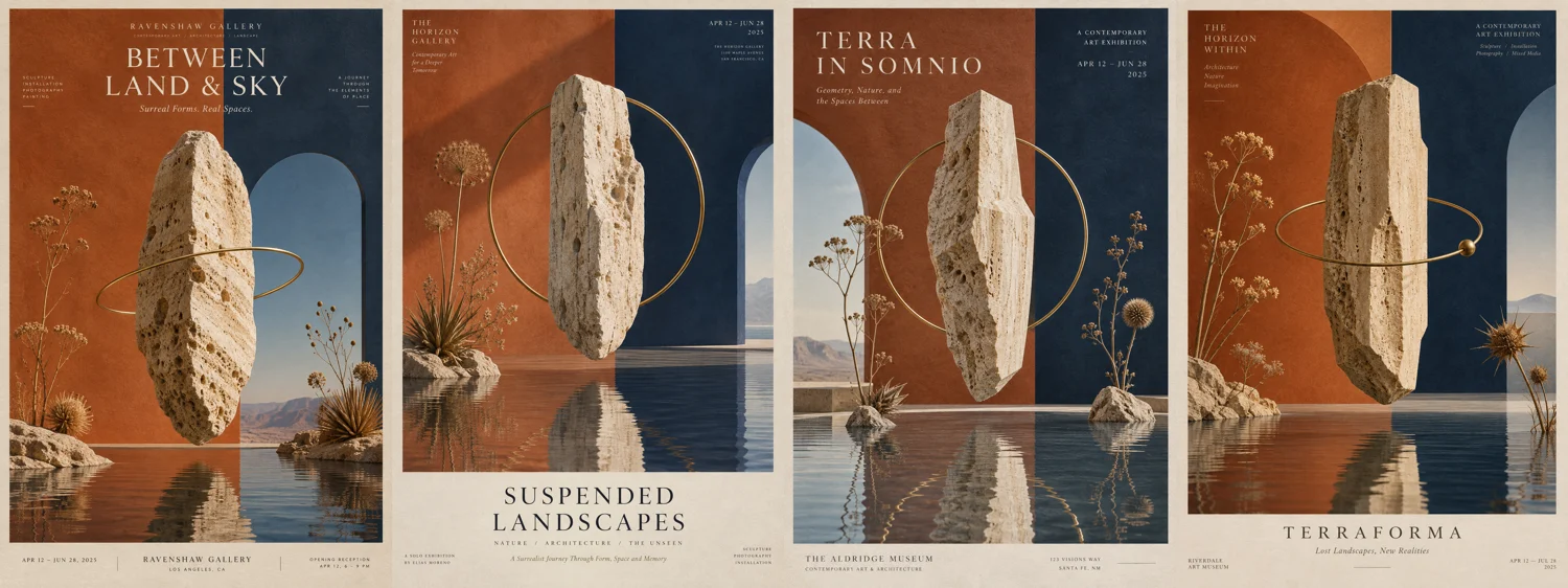 Surrealist fine art exhibition poster generated with GPTImage2.5 Flare