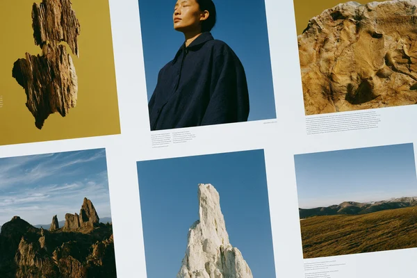 Editorial layout featuring portraits and landscapes