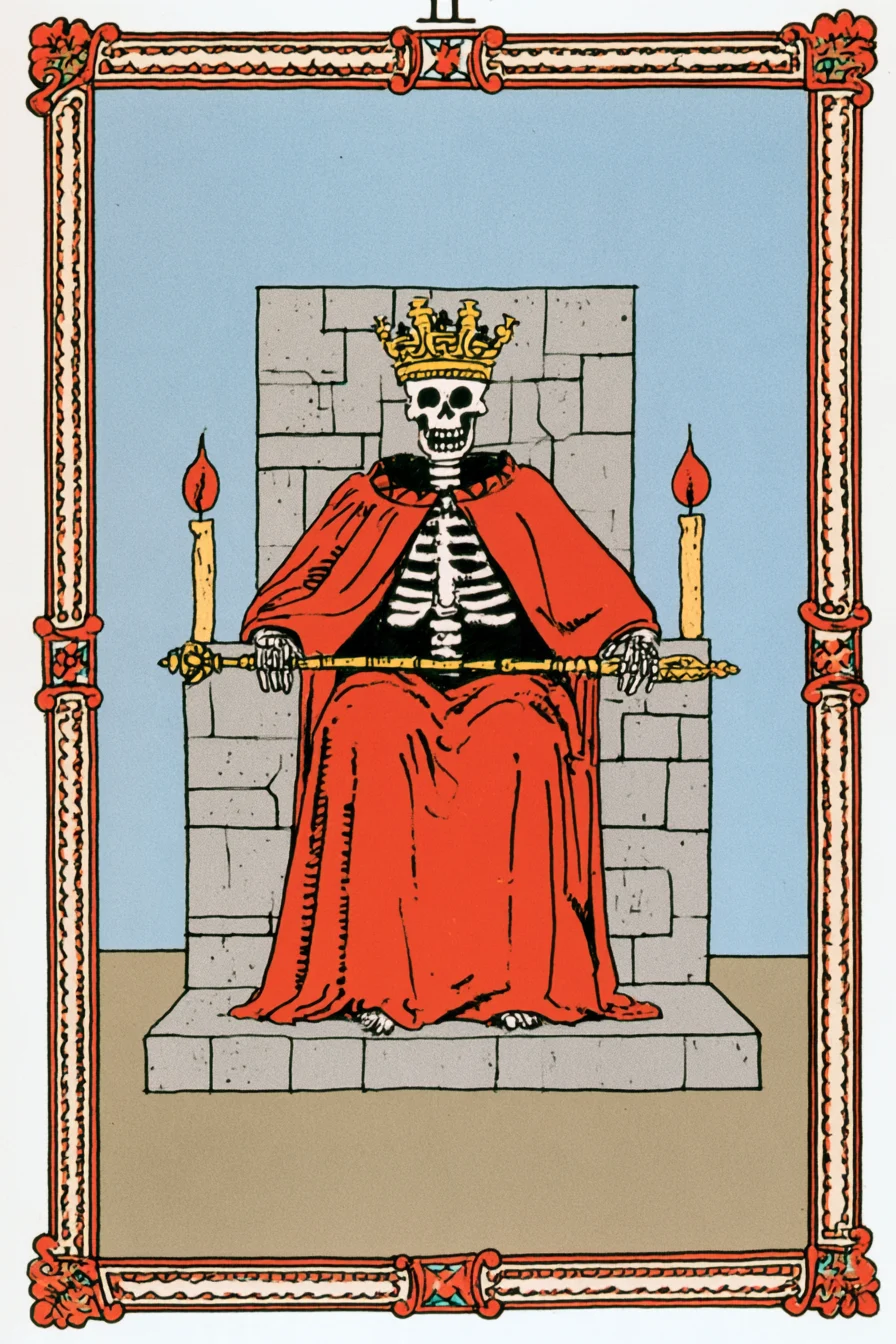 Skeleton King Seated on a Stone Throne