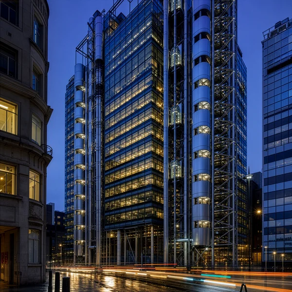 Modern Skyscraper at Night in the City