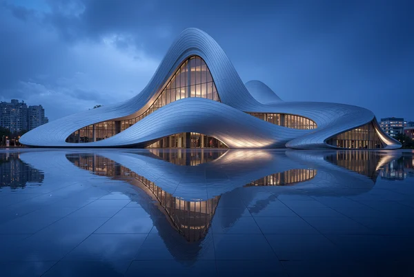 Modern Architectural Landmark at Twilight