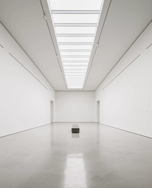 Minimalist Art Gallery Interior with Skylight