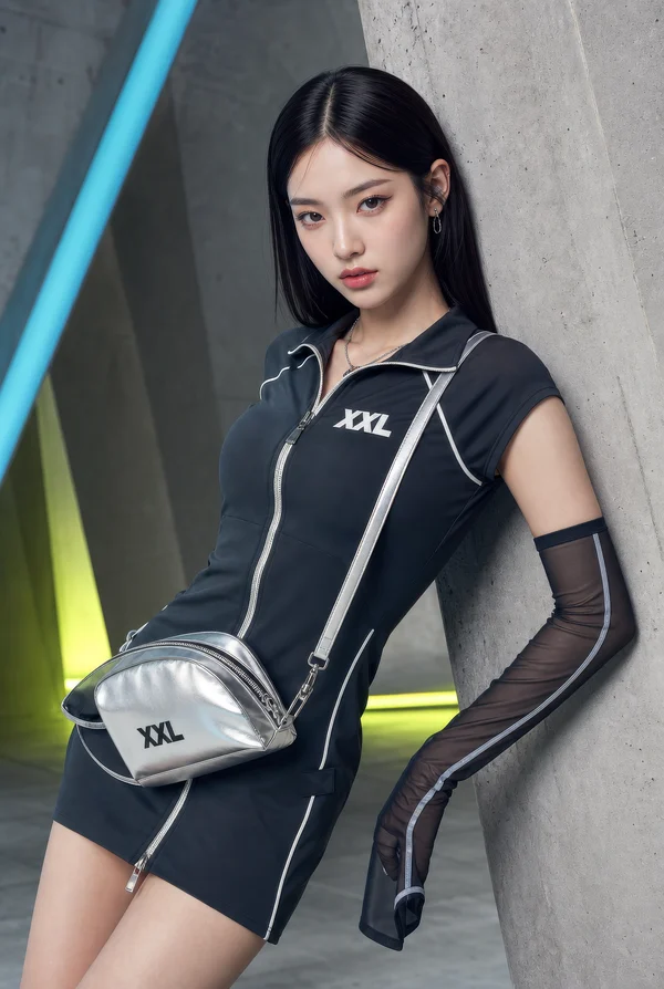 Fashionable Young Woman in Modern Urban Setting