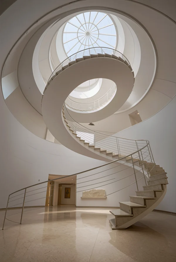 Spiral Staircase in a Modern Atrium