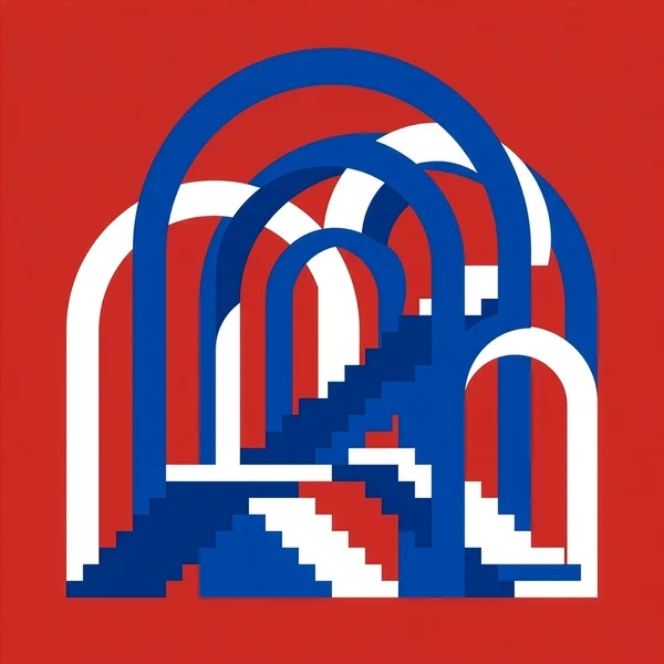 Geometric Arches and Stairs Illustration