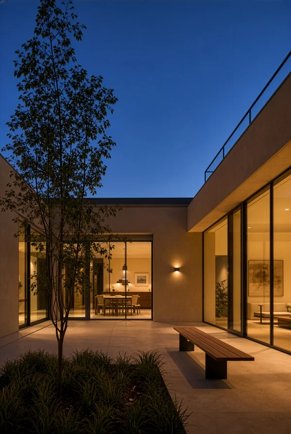 Modern Courtyard at Twilight