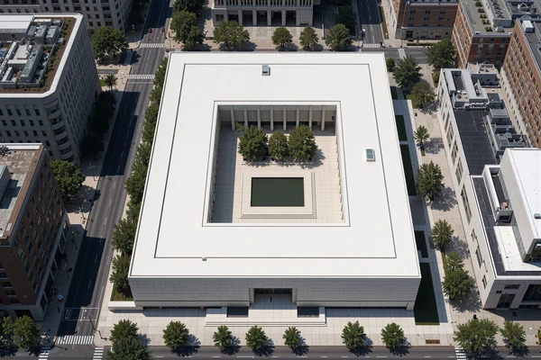 Aerial View of a Modern Square Building