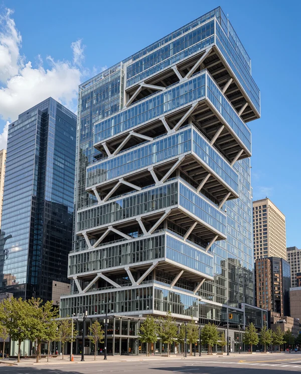 Modern Glass Skyscraper in Urban Setting