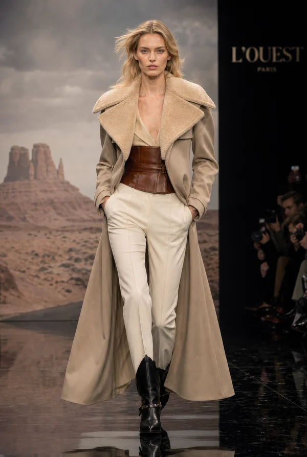 Fashion Model on Runway in Desert Themed Show