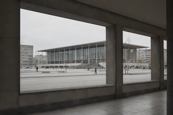 Modern Architecture View Through Stone Columns