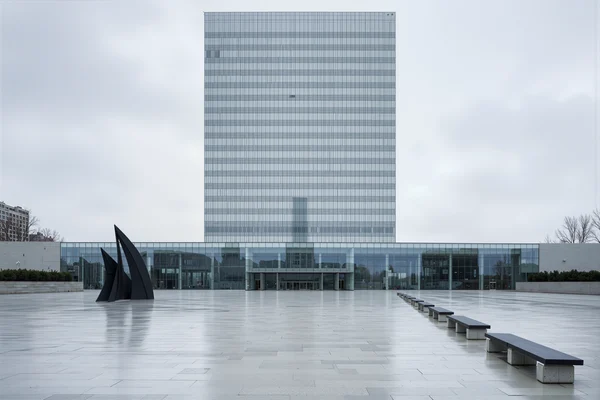 Modern Glass Skyscraper and Plaza