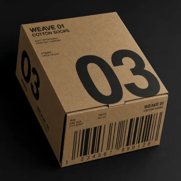 Minimalist Cardboard Packaging for Cotton Socks