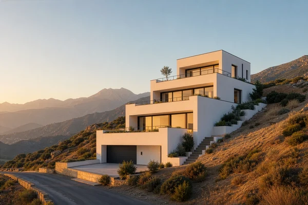 Modern White Villa on a Mountain Slope