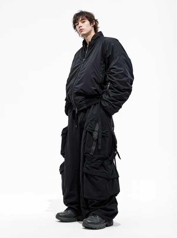 Man in Black Techwear Outfit