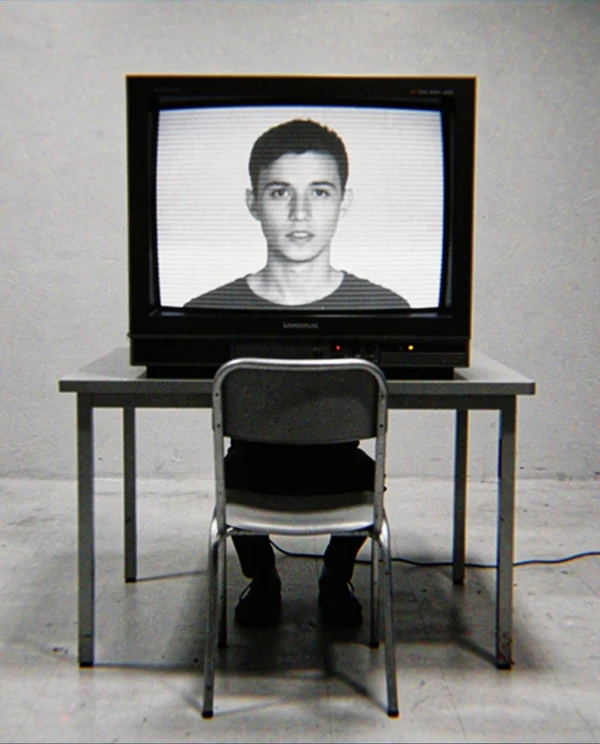 A Person Sitting Before a Vintage Television