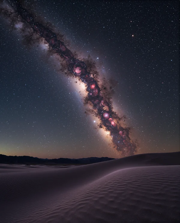 Milky Way Galaxy Over Desert Dunes