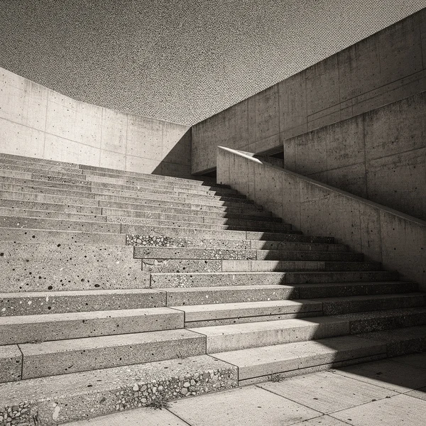 Concrete Staircase in Brutalist Architecture