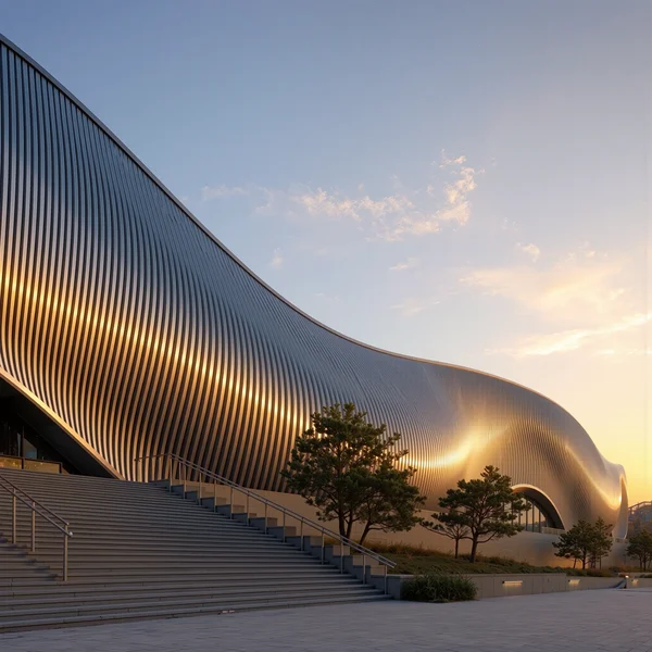 Modern Architectural Building at Sunset