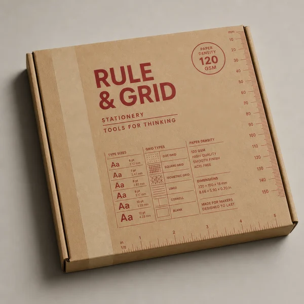 Rule and Grid Stationery Packaging Design