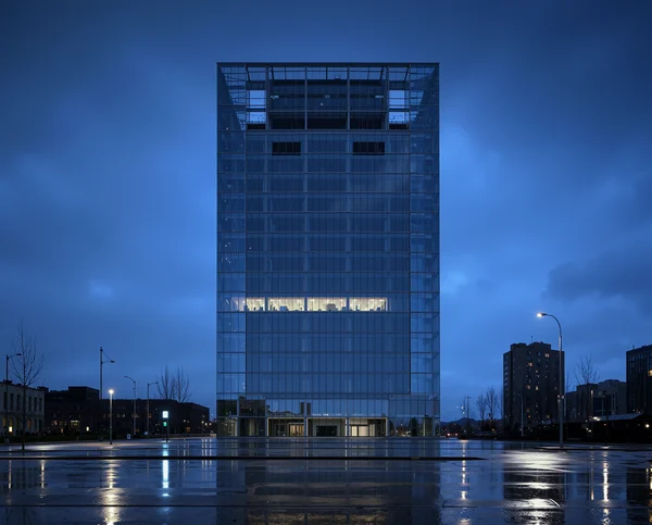 Modern Glass Skyscraper at Twilight