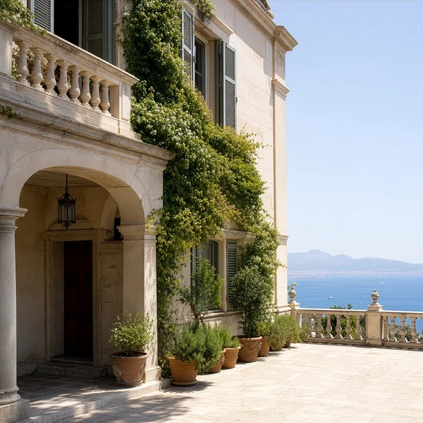 Mediterranean Villa Terrace Overlooking the Sea