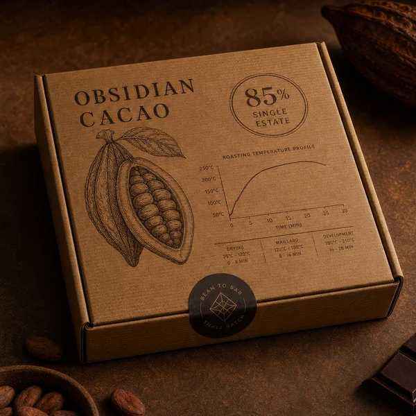 Obsidian Cacao Artisanal Chocolate Packaging