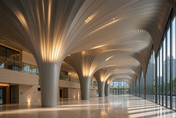 Modern Architectural Interior with Vaulted Columns