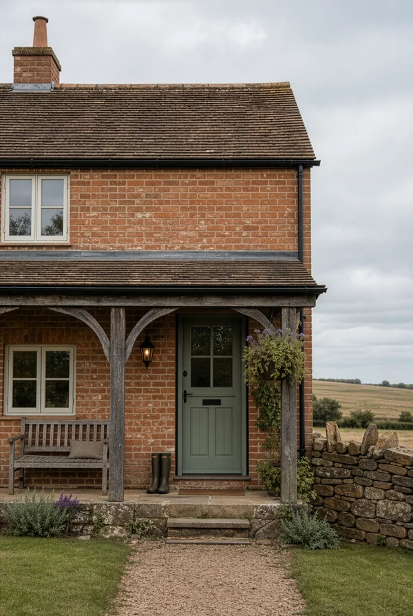 A Charming Brick Cottage with a Green Front Door