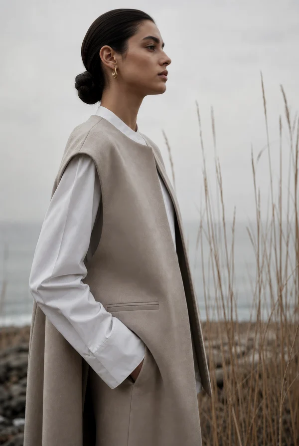 Minimalist Fashion Portrait by the Coast