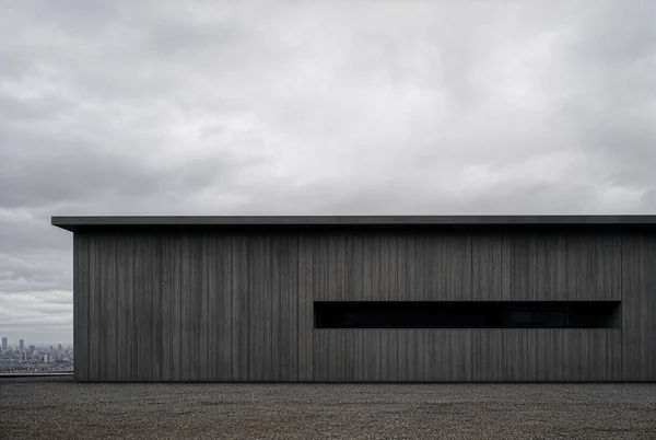 Minimalist Dark Wood Building Overlooking City
