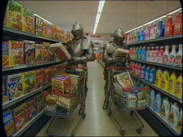 Knights Shopping for Cereal in a Grocery Store
