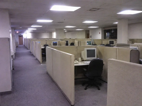 Empty Office Cubicles with Vintage Computers