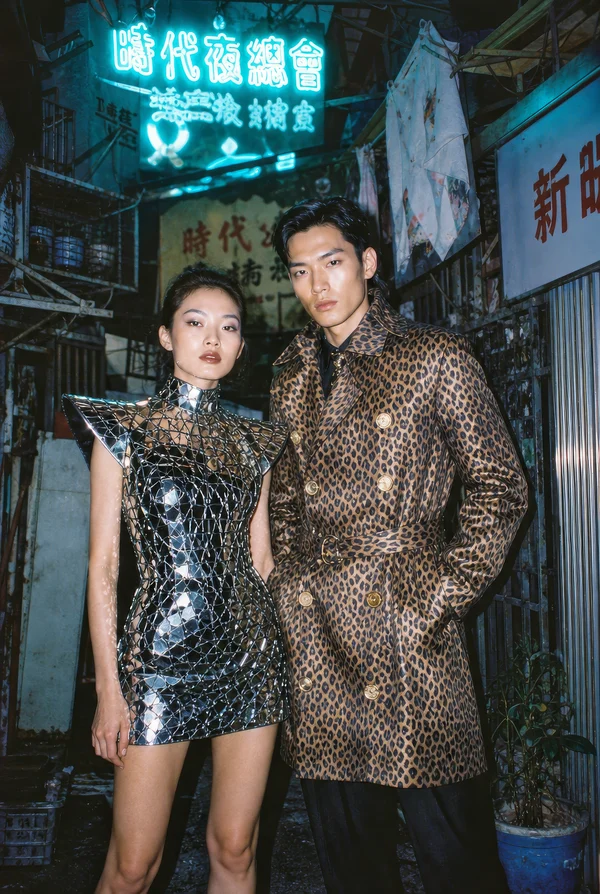 Fashionable Couple in Urban Night Setting