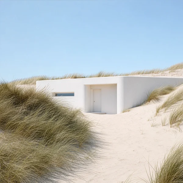 Minimalist White House in the Sand Dunes
