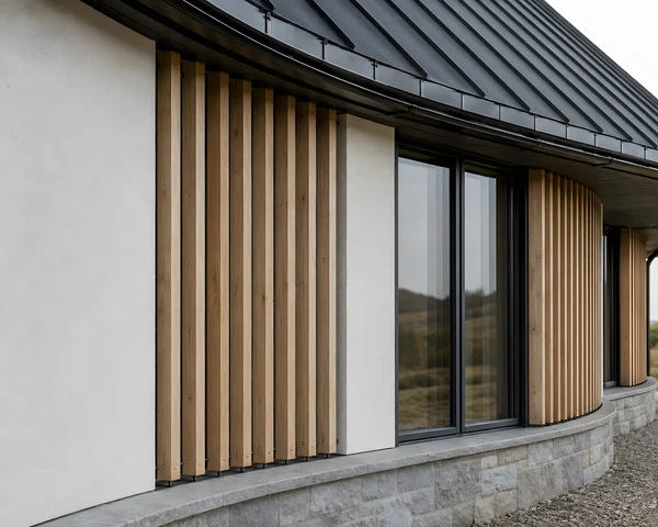 Modern Architectural Exterior with Wood Slats