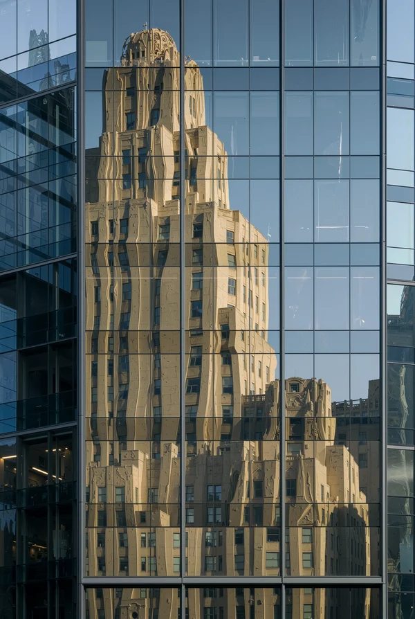 Architectural Reflection in Glass Facade