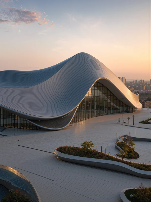 Modern Architectural Building at Sunset