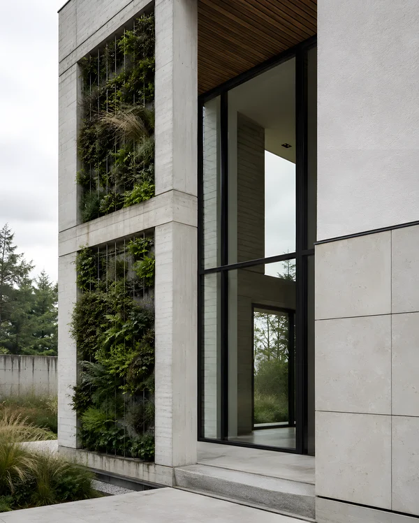 Modern Architectural Facade with Vertical Garden