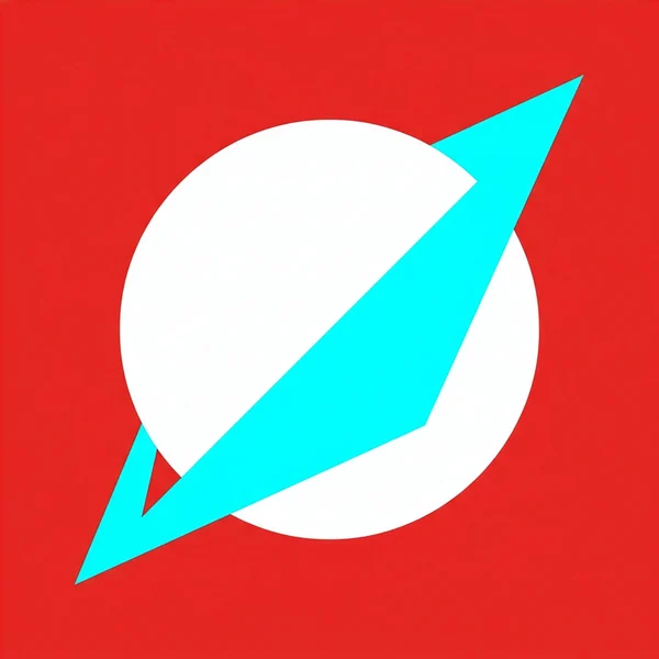 Abstract Geometric Composition in Red and Cyan