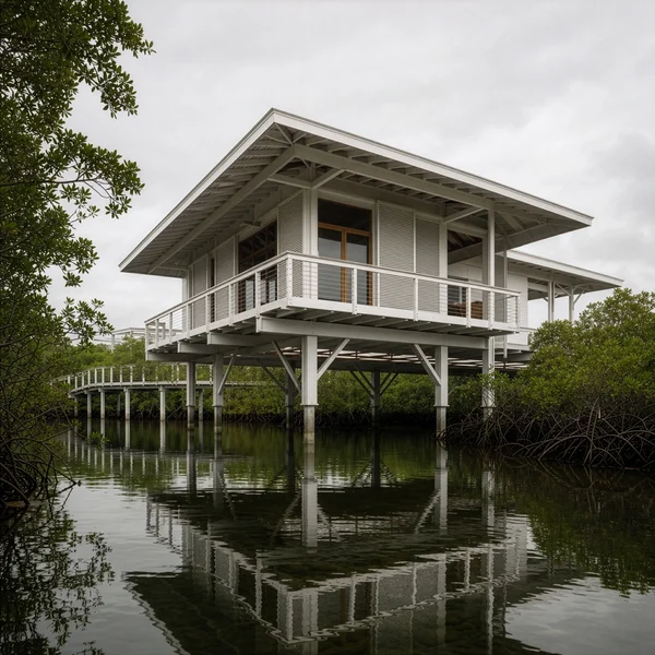 Stilt House in a Mangrove Forest