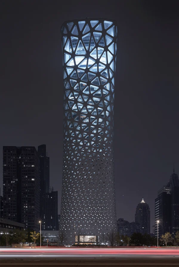 Modern Skyscraper at Night