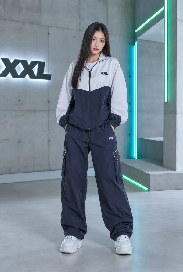 Young Woman Modeling Sportswear in Modern Studio
