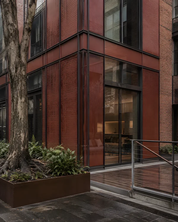 Modern Architectural Exterior with Red Facade