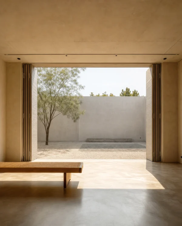 Minimalist Interior Opening to a Zen Courtyard
