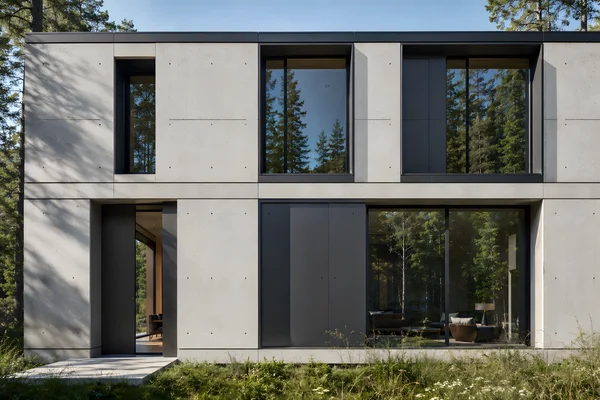 Modern Concrete House in a Forest Setting