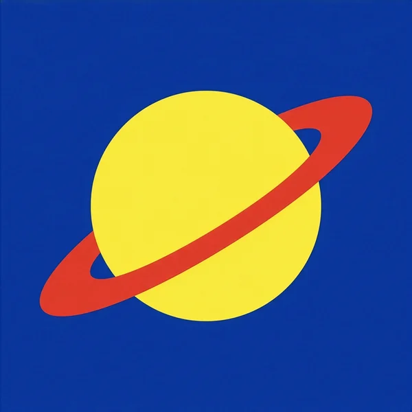 Minimalist Geometric Ringed Planet Illustration