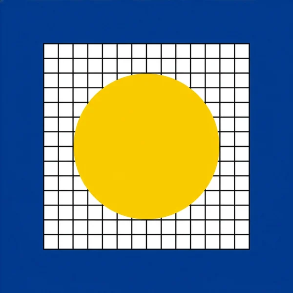 Minimalist Yellow Circle on Geometric Grid