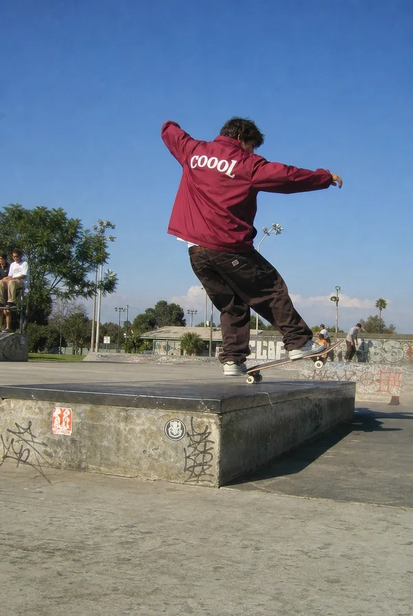 Skateboarder Performing a Trick at a Skatepark